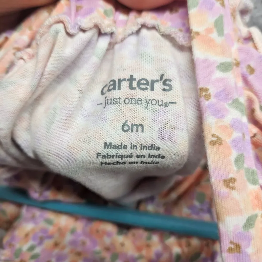 Carter's Baby Girl Floral Rompers Size 6 Months Spring Summer Ruffle Sleeveless